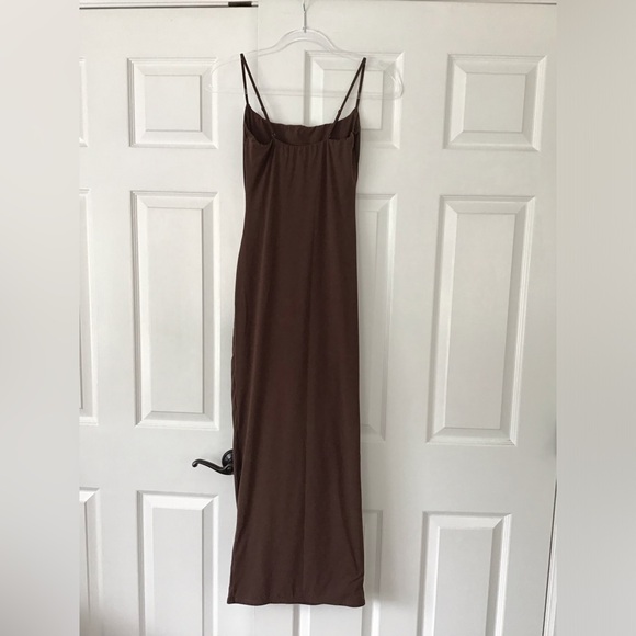 SKIMS Fits Everybody Long Slip Dress | Cocoa - Picture 10 of 11